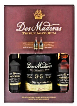 Dos Maderas PX Triple Aged 5+5 Jahre Rum Mit Zwei W&H Sherry Kleinflaschen 0,9 Liter