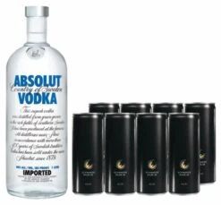 Absolut Vodka 1 Liter & Schwarze Dose (8 Stk.)