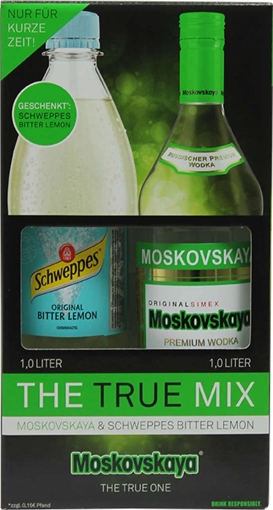 Moskovskaya The True Mix + Schweppes Lemon 2 Liter 3 Moskovskaya The True Mix + Schweppes Lemon 2 Liter