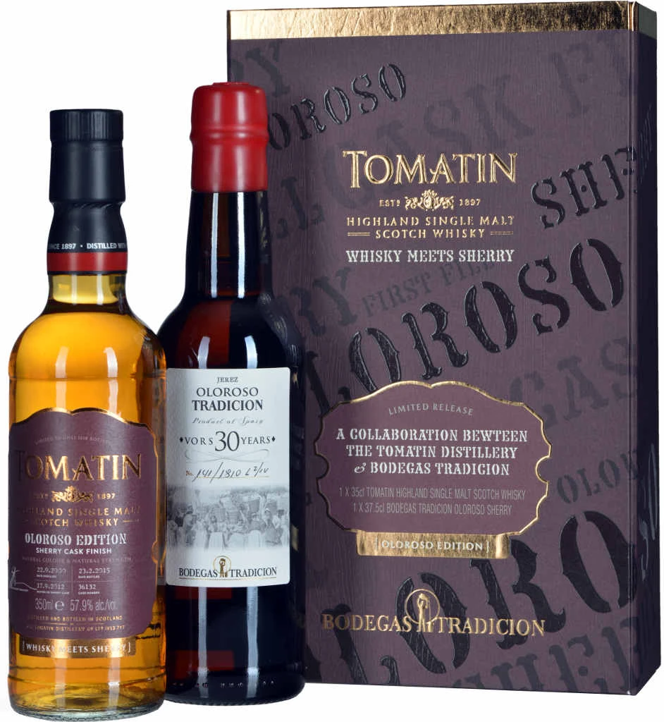 Tomatin Whisky Sherry Cask Finish + Oloroso Sherry Im Set 3 Tomatin Whisky Sherry Cask Finish + Oloroso Sherry Im Set